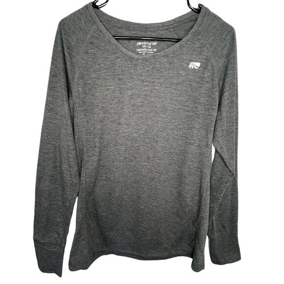 Marika’tek Basic Grey Long Sleeve T-Shirt With Logo On Front - Picture 1 of 5